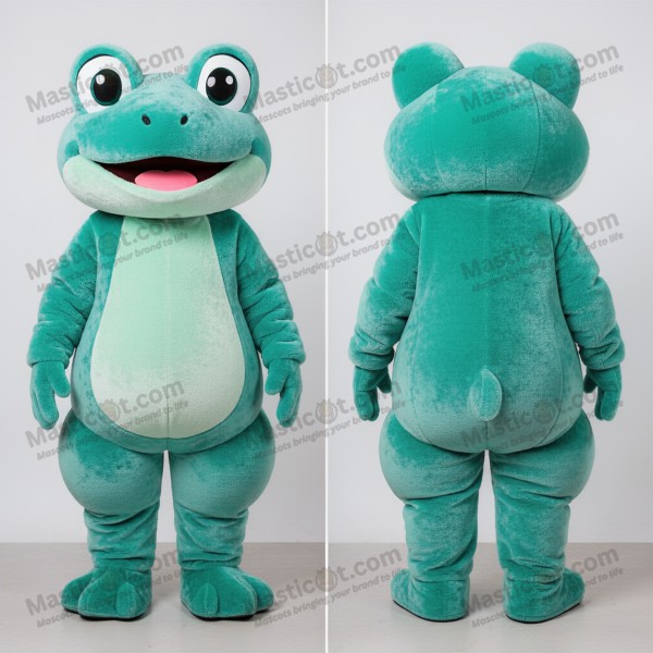 Teal green velvety frog mascot - Masticot.com