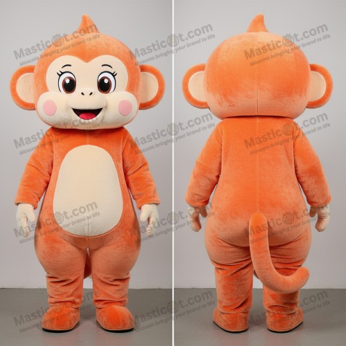 Peach velvety capuchin monkey mascot - Masticot.com