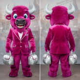 Mascote de bisão macio em magenta - Bisonte - MASTICOT_44458 - Masticot.com