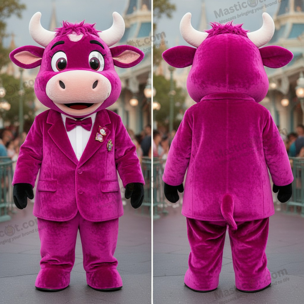 Mascote de Vaca Aveludada Magenta - Vaca - MASTICOT_44591 - Masticot.com