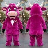 Mascote de Vaca Aveludada Magenta - Vaca - MASTICOT_44591 - Masticot.com