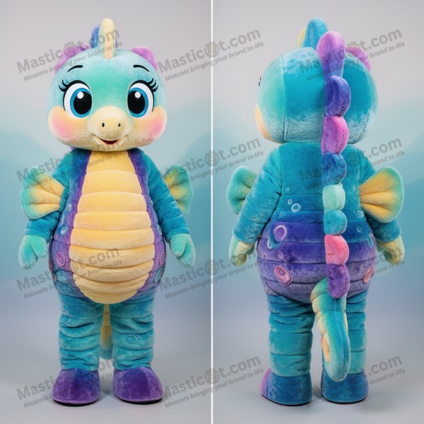 Türkisfarbener Seepferdchen-Maskottchen - Masticot.com