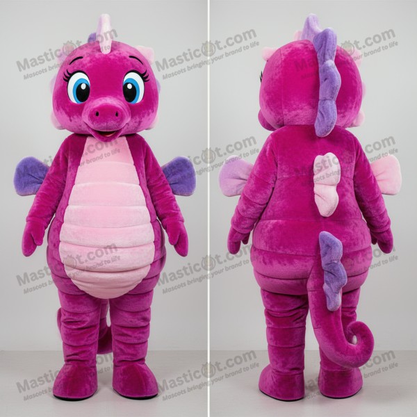 Magenta Samt-Seepferdchen-Maskottchen - Masticot.com