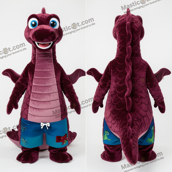 Maroon friendly loch ness monster mascot - Loch Ness Monster - MASTICOT_44864 - Masticot.com