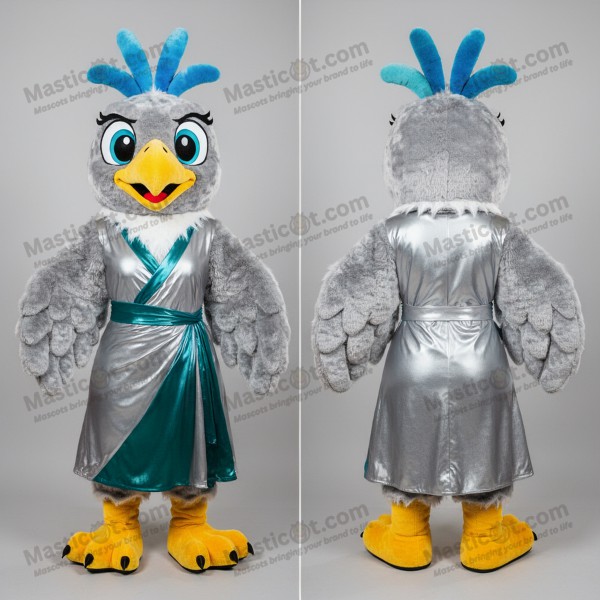 Silver broad winged eagle mascot - Masticot.com