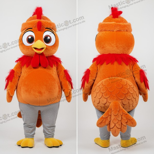Mjuk orange fluffig tandoori kyckling-maskot - Tandoorikyckling - MASTICOT_45092 - Masticot.com