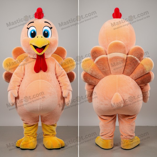 Peach colored rounded turkey mascot - Masticot.com