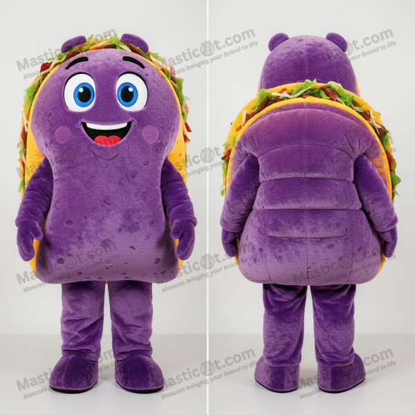 Mascota de tacos sonrientes morados - Masticot.com