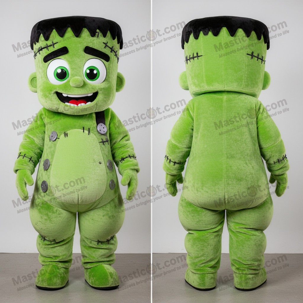 Lime Green Playful Frankenstein Mascot - Masticot.com