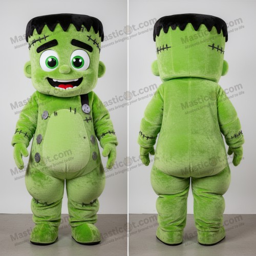 Lime Green Playful Frankenstein Mascot - Masticot.com
