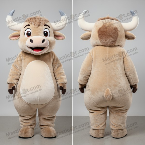 Beige Fluffy Yak Mascot - Masticot.com