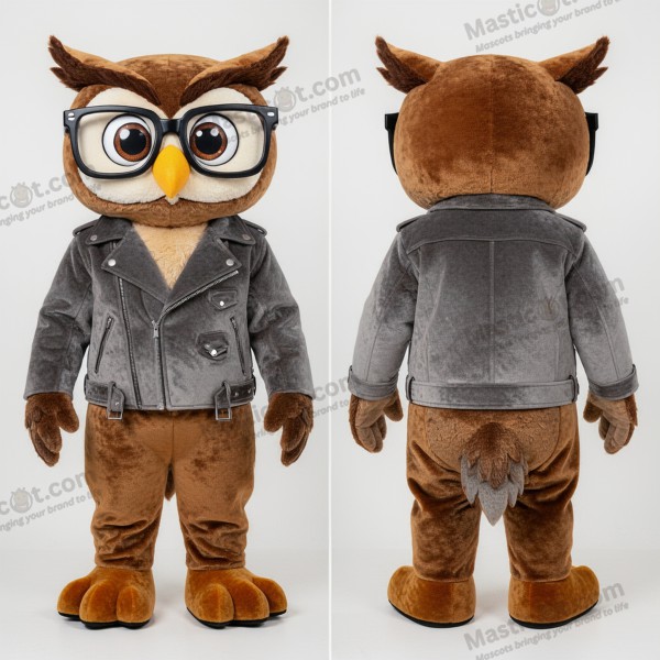 Tan fluffy owl mascot - Owl - MASTICOT_45314 - Masticot.com