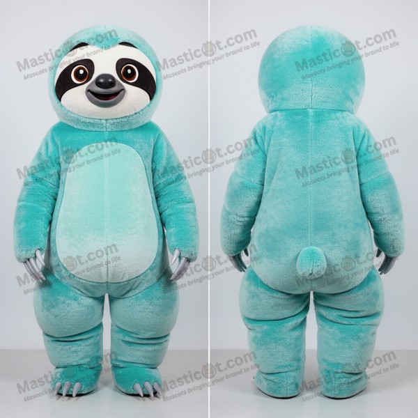 Turquoise flowing gown sloth mascot - Masticot.com