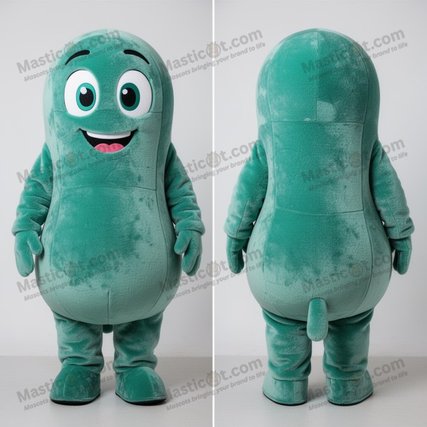 Mascota de judía verde aterciopelada en color cerceta -
