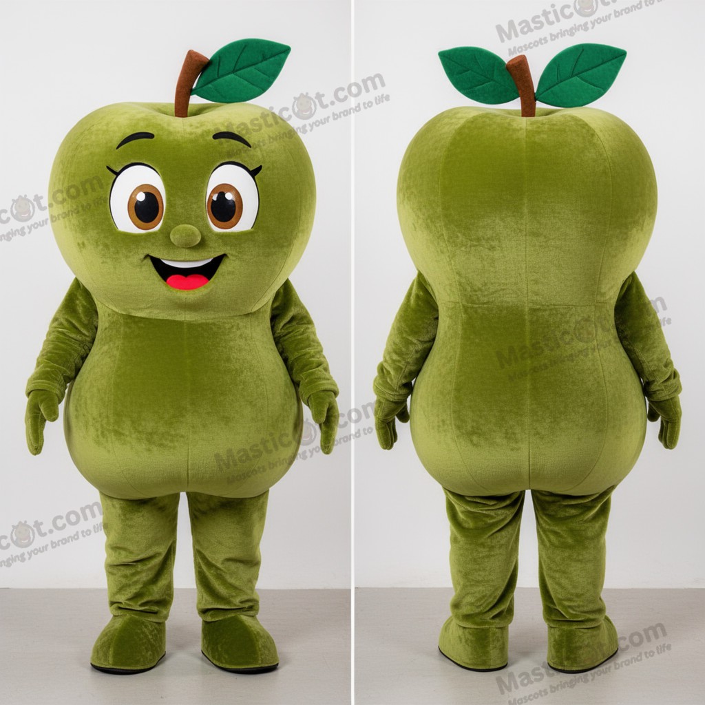 Zelený plyšový jablečný maskot - Jablko - MASTICOT_45387 - Masticot.com