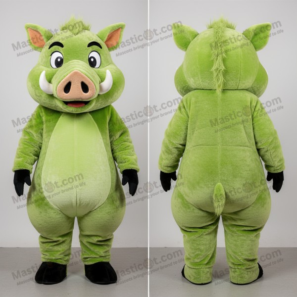 Lime Green Cartoon Wild Boar Mascot - Masticot.com