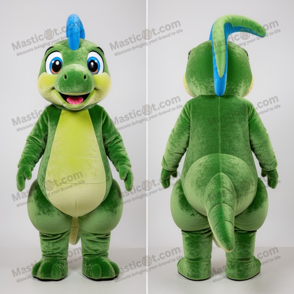 Olivgrüner Cartoon Parasaurolophus Maskottchen -