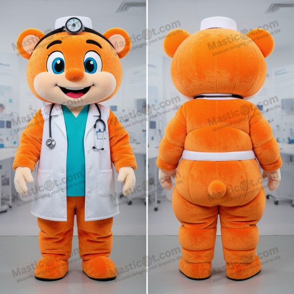 Vibrant Orange Friendly Doctor Mascot - Masticot.com