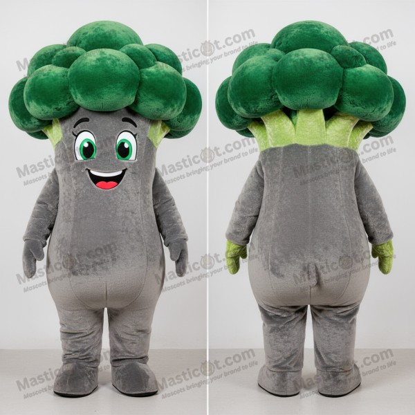 Velvety Green Cartoon Broccoli Mascot - Masticot.com