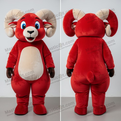Karmosinrød fluffy værmaskot - Ram - MASTICOT_423 - Masticot.com