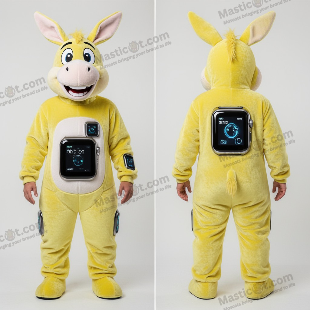 Lustiger gelber Esels-Maskottchen - Esel - MASTICOT_45750 - Masticot.com
