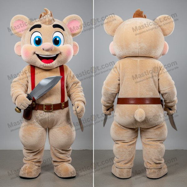 Beige Cartoon Knife Thrower Mascot - Masticot.com