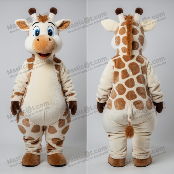White Fleece Cartoon Giraffe Mascot - Masticot.com