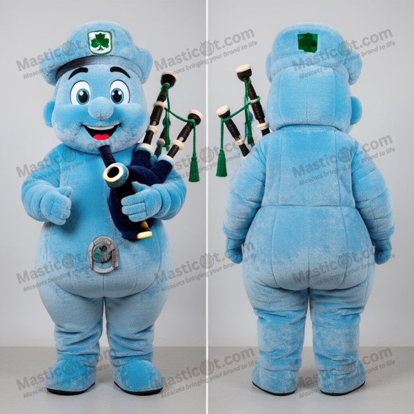 Sky Blue Velvety Bagpipe Mascot - Masticot.com