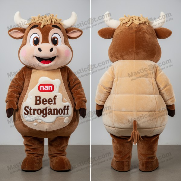 Krembrun smilende beef stroganoff-maskot - Masticot.com