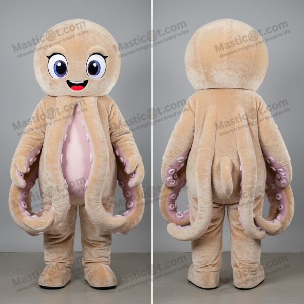 Beige Velvety Cartoon Kraken Mascot - Masticot.com