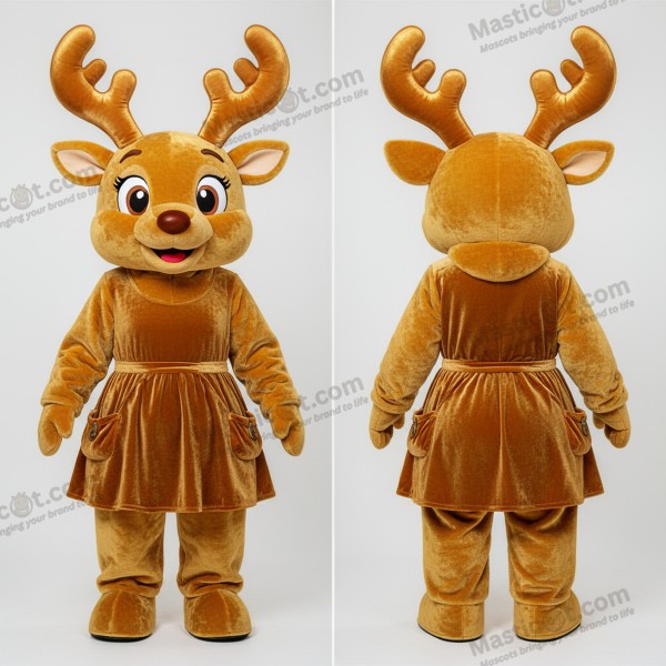 Gullskimrende Reinsdyr-maskot Antler - Reinsdyr - MASTICOT_45941 - Masticot.com