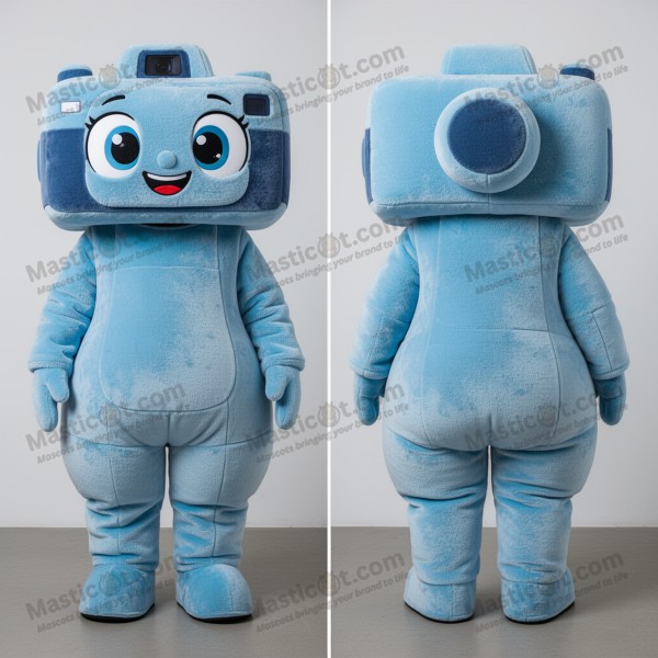 Sky blue expressive camera mascot - Masticot.com