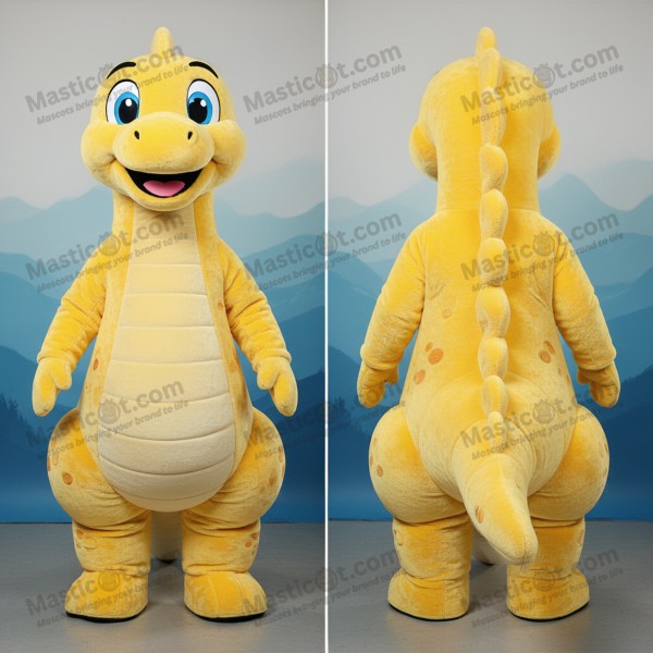Mascote de Monstro do Lago Ness em Cartoons Amarelo Dourado