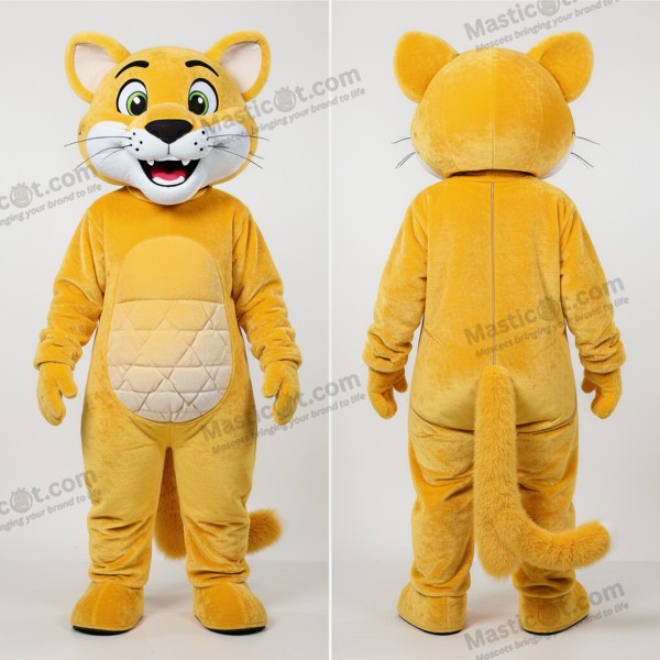 Mascote de Puma Amarelo Divertido - Puma - MASTICOT_46117 - Masticot.com