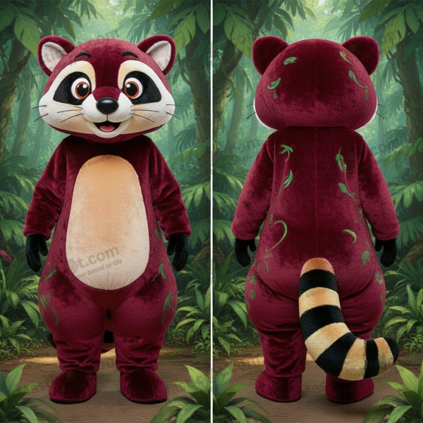 Maroon Velvety Biker Civet Mascot - Masticot.com