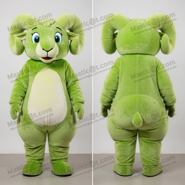 Lime Green Cartoon Ram Mascot - Masticot.com