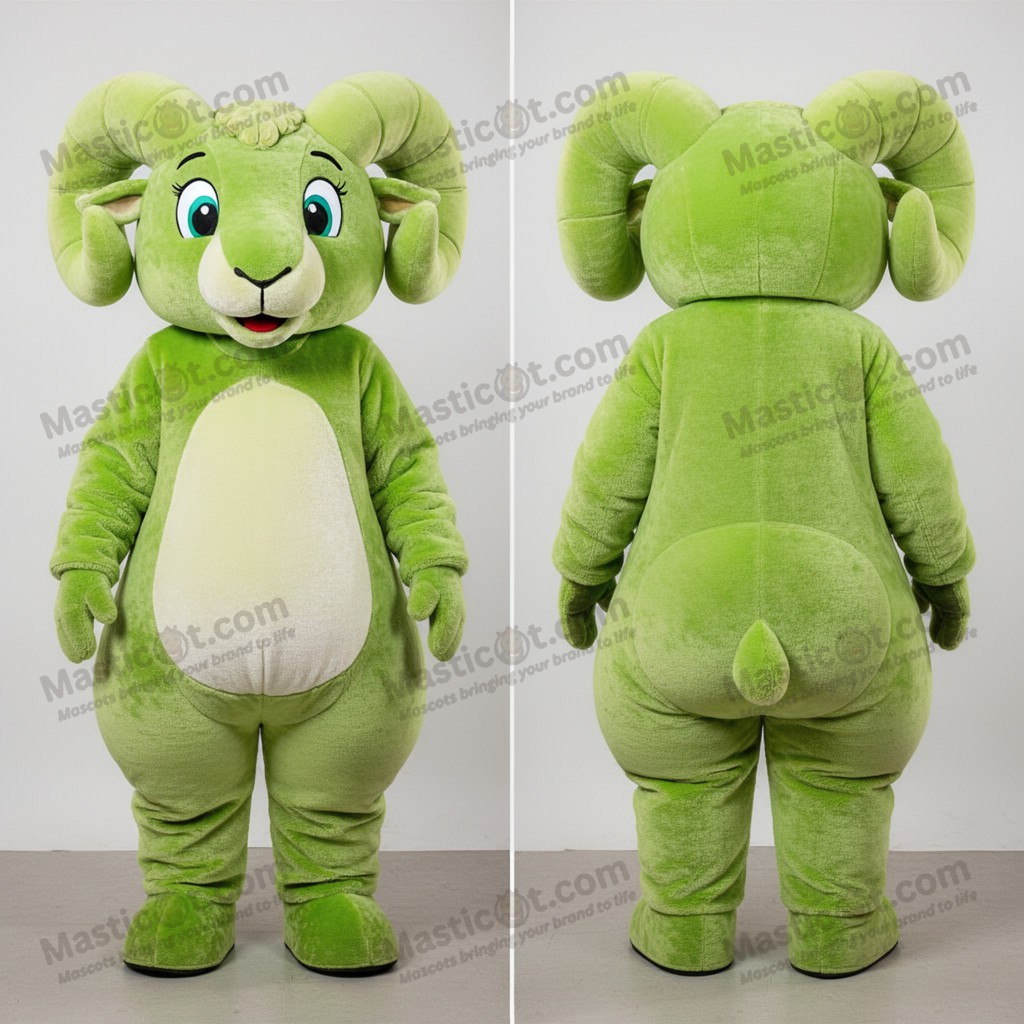 Lime Green Cartoon Ram Mascot - Masticot.com