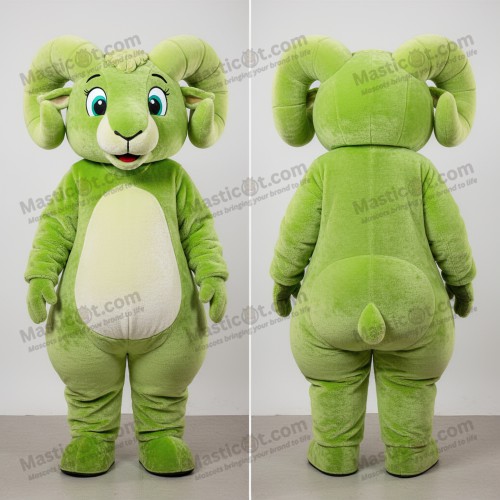 Lime Green Cartoon Ram Mascot - Masticot.com