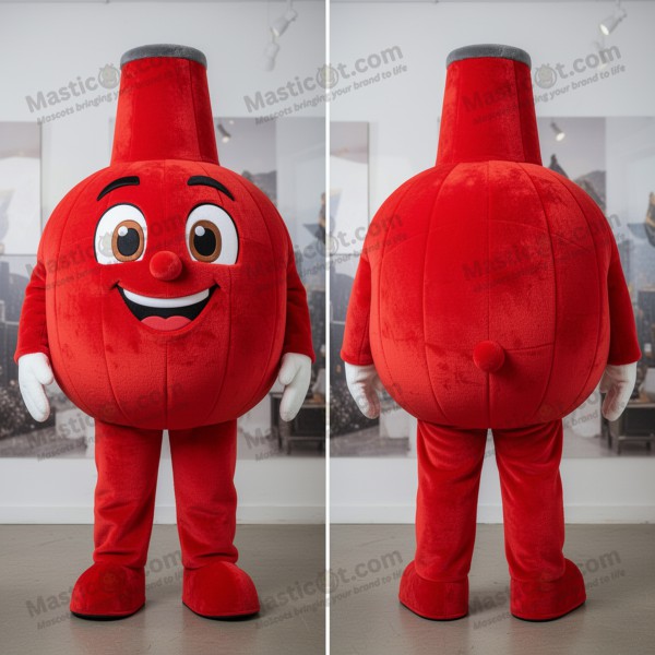 Karmesinrød Dynamisk Kanonball Maskot - Masticot.com
