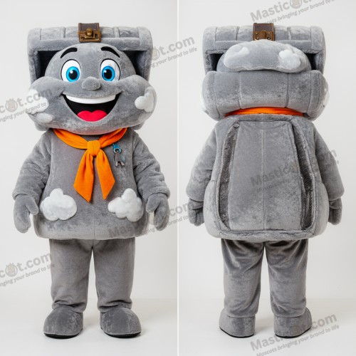 Mascote de Baú Acolchoado Cinza - Baú do Tesouro - MASTICOT_46233 - Masticot.com