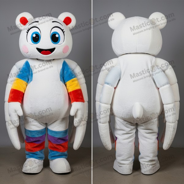 Velvety white cuddly spider mascot - Masticot.com
