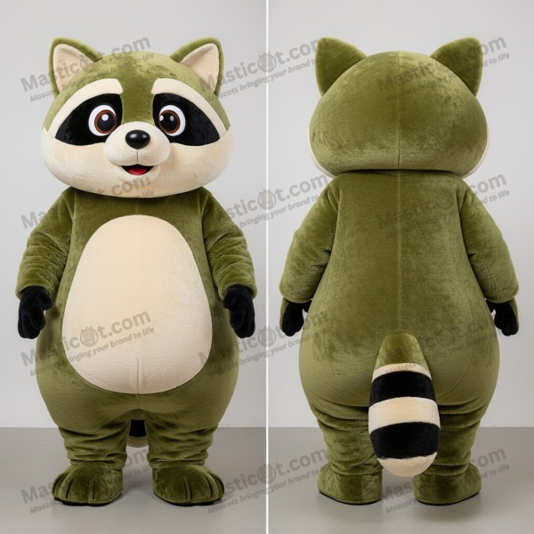 Olive Brown Cartoon Raccoon Mascot - Masticot.com
