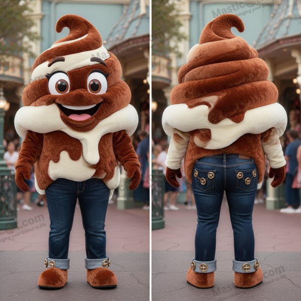 Rust oranje gesmolten schep ijs mascotte - IJs - MASTICOT_46347 - Masticot.com