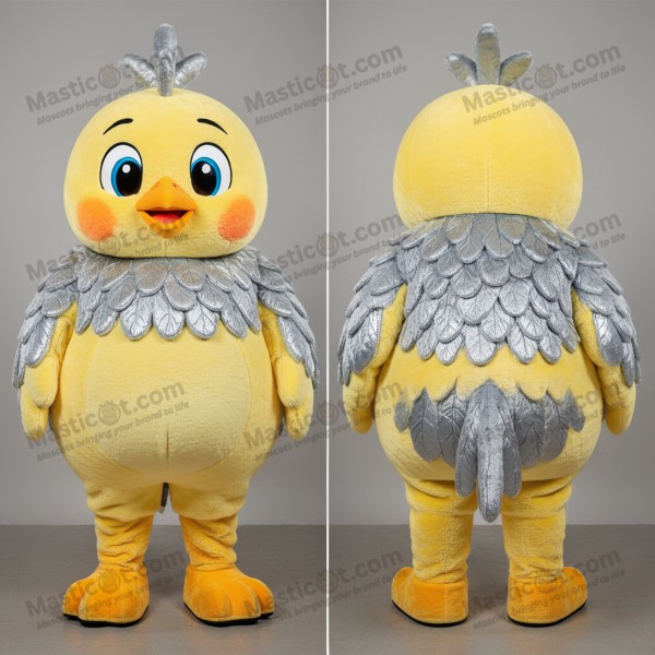 Canari Mascotte en Velours Argenté à Motifs Cartoons - Canari - MASTICOT_4603 - Masticot.com