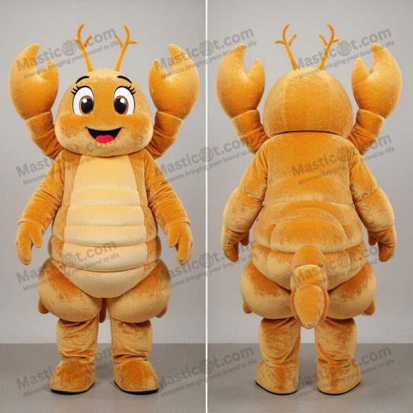 Golden broad shouldered lobster mascot - Masticot.com