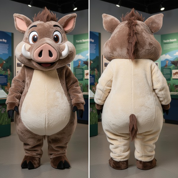 Creamy soft wild boar mascot - Masticot.com