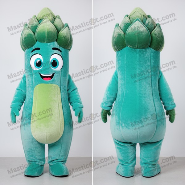 Turquoise velvety asparagus mascot - Masticot.com