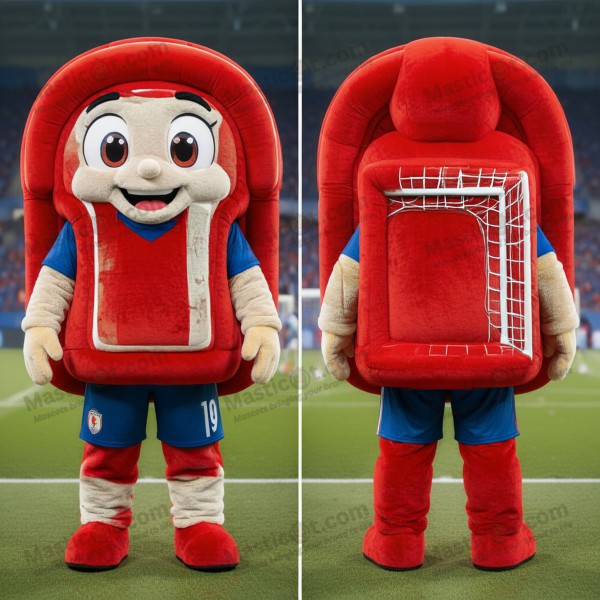 Crimson red rounded soccer goal mascot - Masticot.com