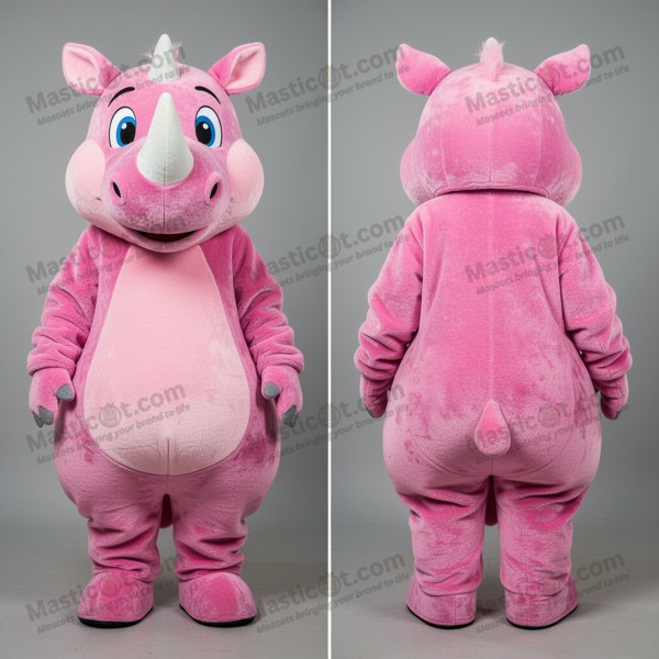 Blush pink playful rhinoceros mascot - Masticot.com