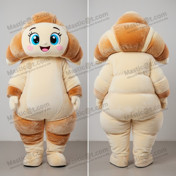 Creamy Golden Plush Croissant Mascot - Masticot.com